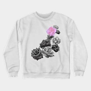 Black and white and a pink rose Crewneck Sweatshirt